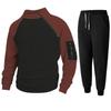 Stand Collar Loose Color-blocked Double-sleeved Outdoor Warm Sweatshirt Long-sleeved Men's Autumn and Winter Sports Suit