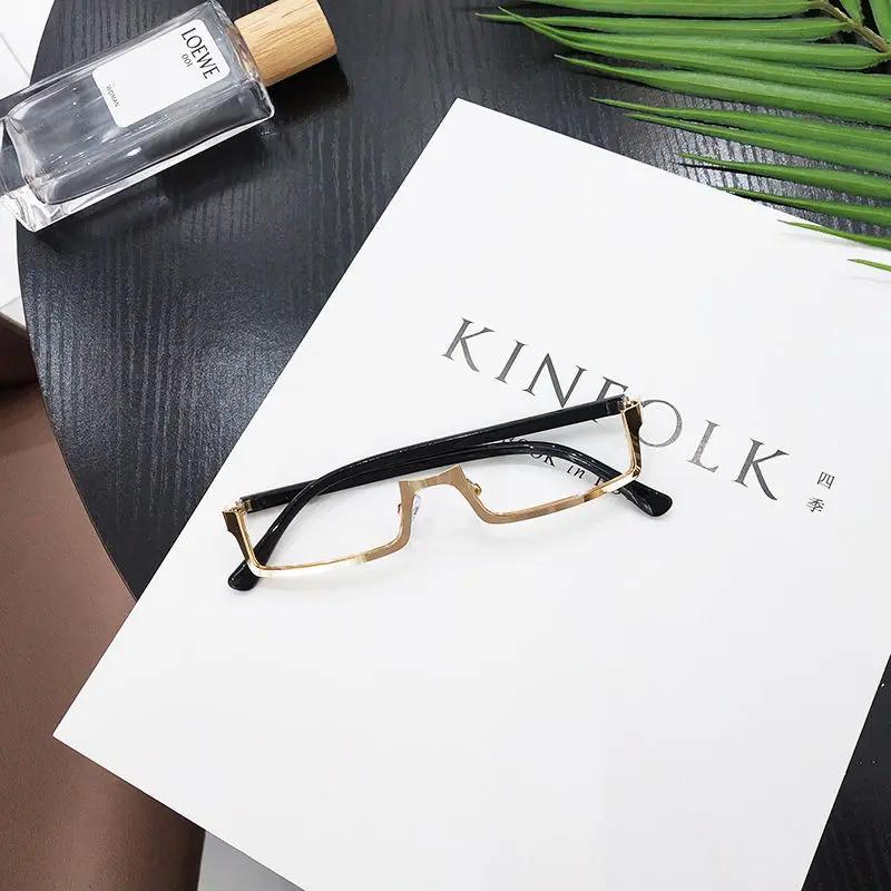 Women s Personality Half Frame Glasses Square Metal Frame Eyeglases Frames No Lenses Cool New Fashion Style Eyewear Unisex
