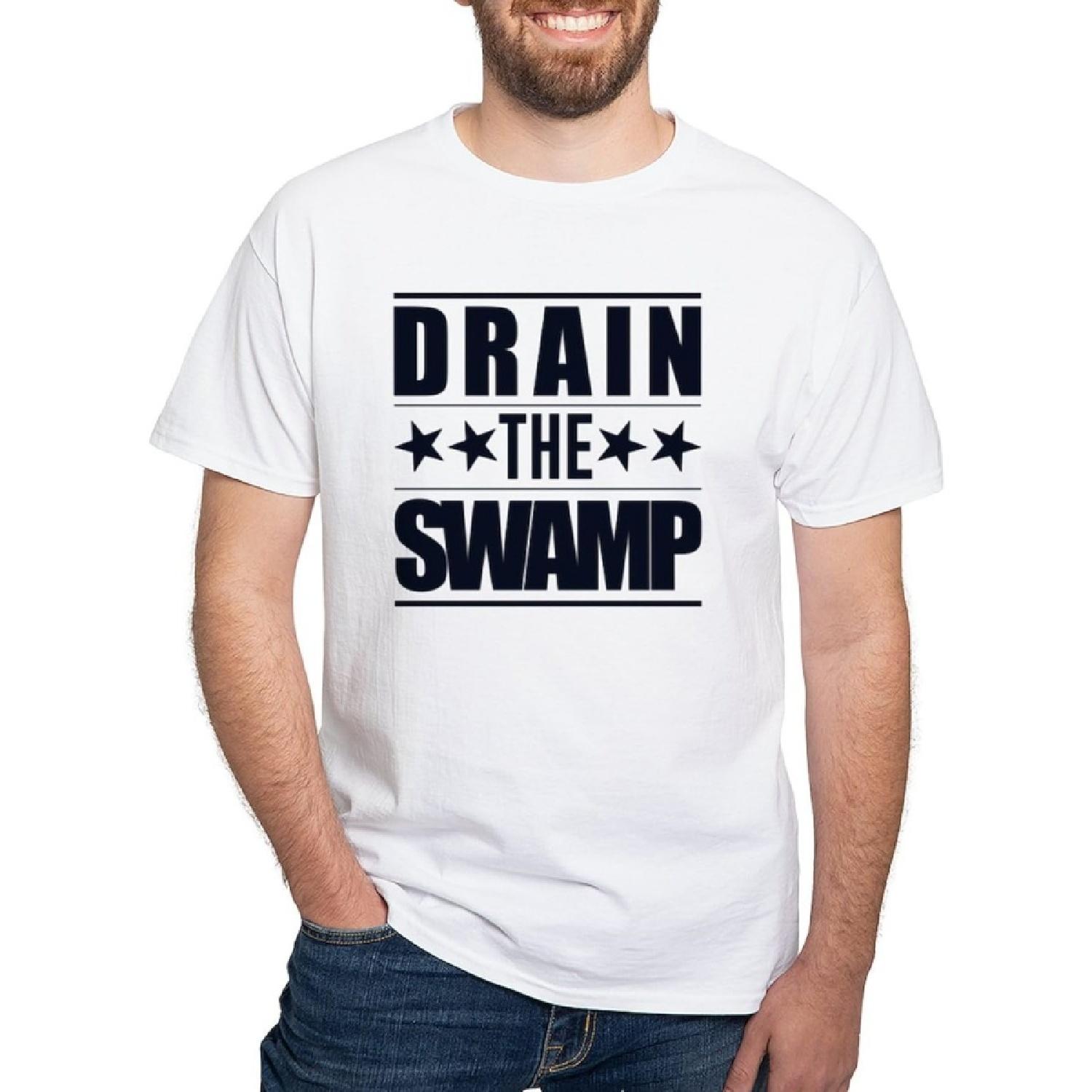 

CafePress Drain The Swamp White T Shirt Men s 100% Cotton, Classic Graphic White T-Shirt XXXXXL білий