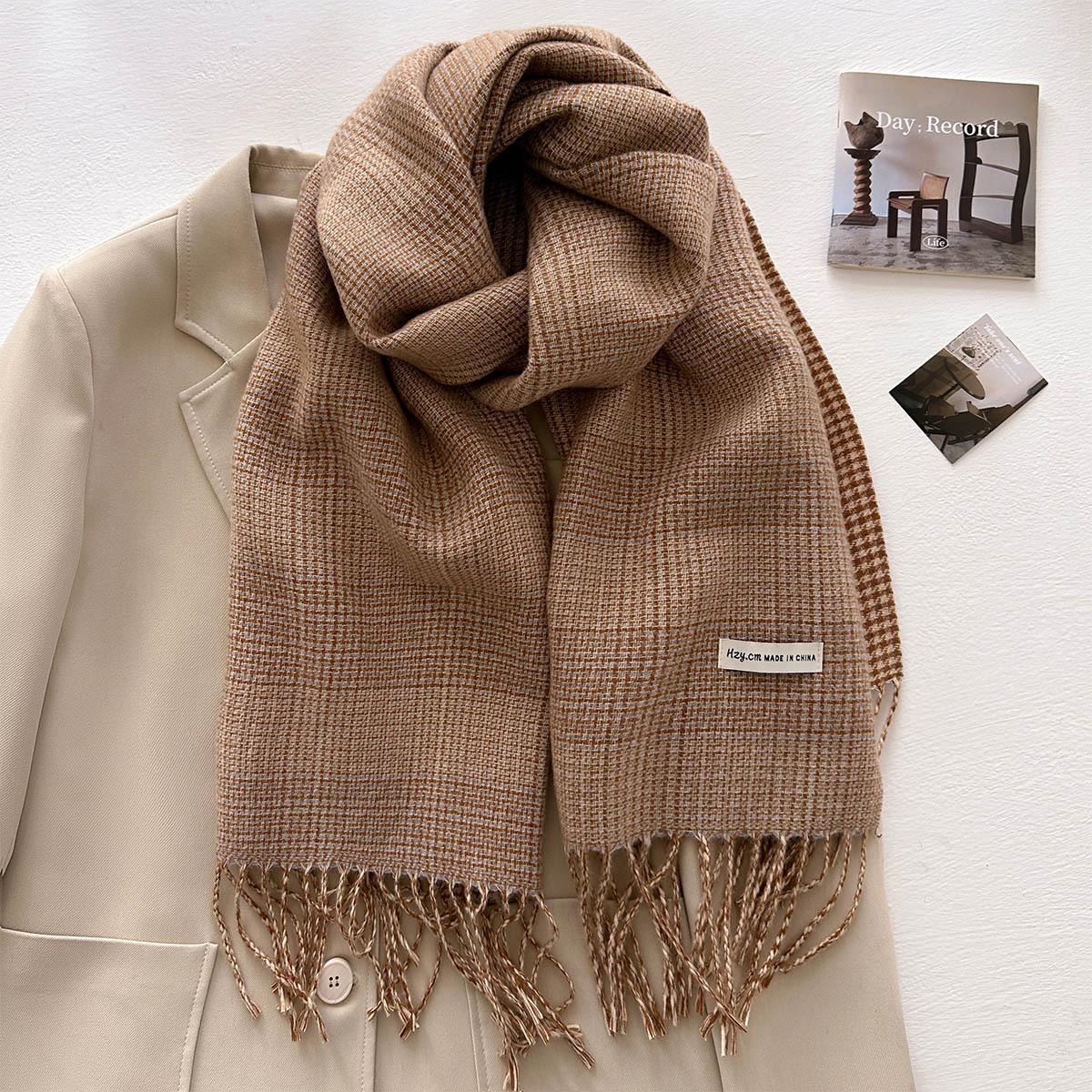 

Plaid Long Scarf Winter Warm Cashmere Women Pashmina Foulard Bandana Scarves Female Luxury Hijab Tassel Shawl Wraps Pareo 53x204cm