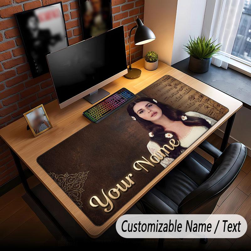 Custom Name Extended Mouse Pad,Lana Del Rey Gaming Desk Mat For Home Office Desktop Decor