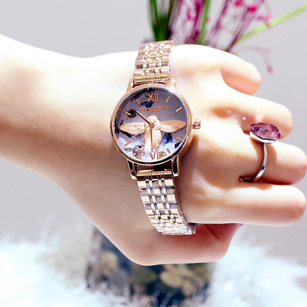 Personalized Fashion Watch Women'S Wind Steel Belt French Niche Waterproof Little Bee Tide Watch