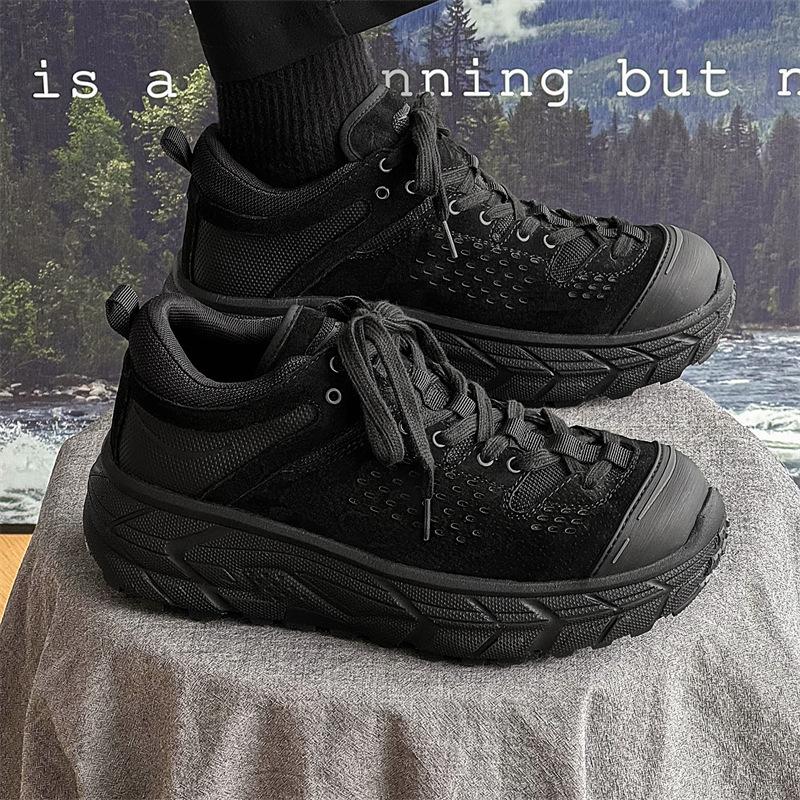 

Нескользящие туфли Dude Shoes на платформе для отдыха на открытом воздухе, желтые, корейская версия, ретро-обувь для альпинизма, повседневная мужская спортивная обувь 44 чёрный