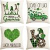 AVOIN Colorlife ST Patricks Day Love Gnomes Truck Clover Throw Pillow Covers, 20 X 20 Inch Loads of Luck Lucky Shamrocks Decoration for Sofa Couch