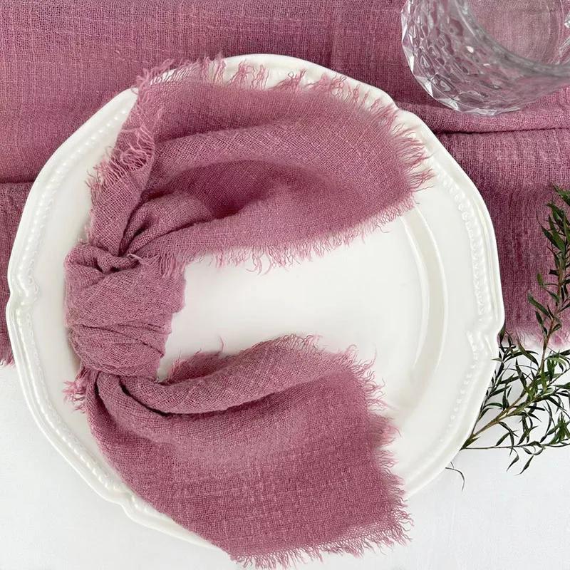 50PCS Wholesale Gauze Cotton Napkin 32x32cm Baby Blue Tea Towel Reusable Wedding Party Christmas Table Decor Burrs Napkins