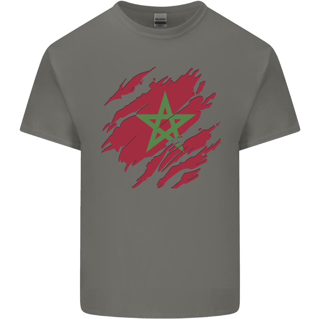 Zerrissene Marokko Flagge Marokkanischer Tag Fußball Unisex Leichtes Baumwoll-T-Shirt