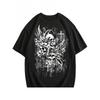 European Sizes Men's Gothic Skull Print T-Shirt - Y2K Streetwear Design with Winged Skull and Cross Pattern