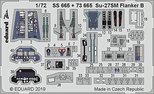 Eduard 1/72 Scale Su-27SM Flanker B Etching Parts (for Zvezda) Plastic Model Kit Parts EDU73665