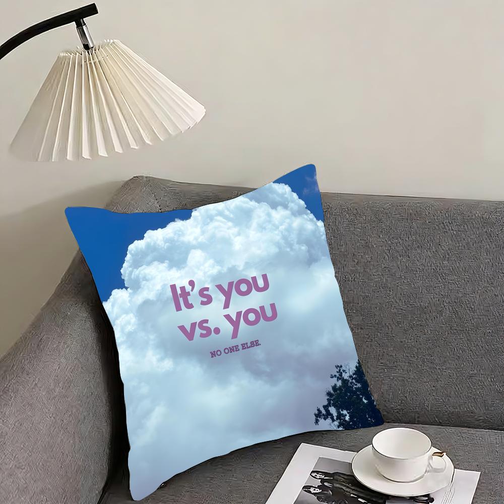 Positive Words Ins Cushion Cover Pillowcase Ultra Soft Skin Friendly Fabric Cloud Like Comfort & Concealed Zipper