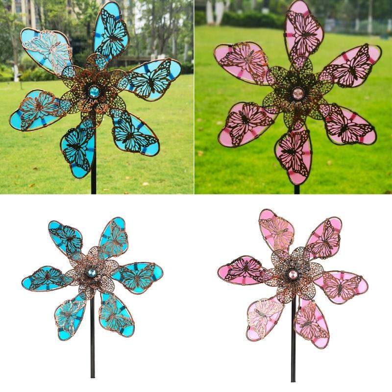 Metal Wind Spinner Stake Sculpture Ornaments For Outdoor Garden Yard Decoration Birthday Gift Easy Ground Installation
