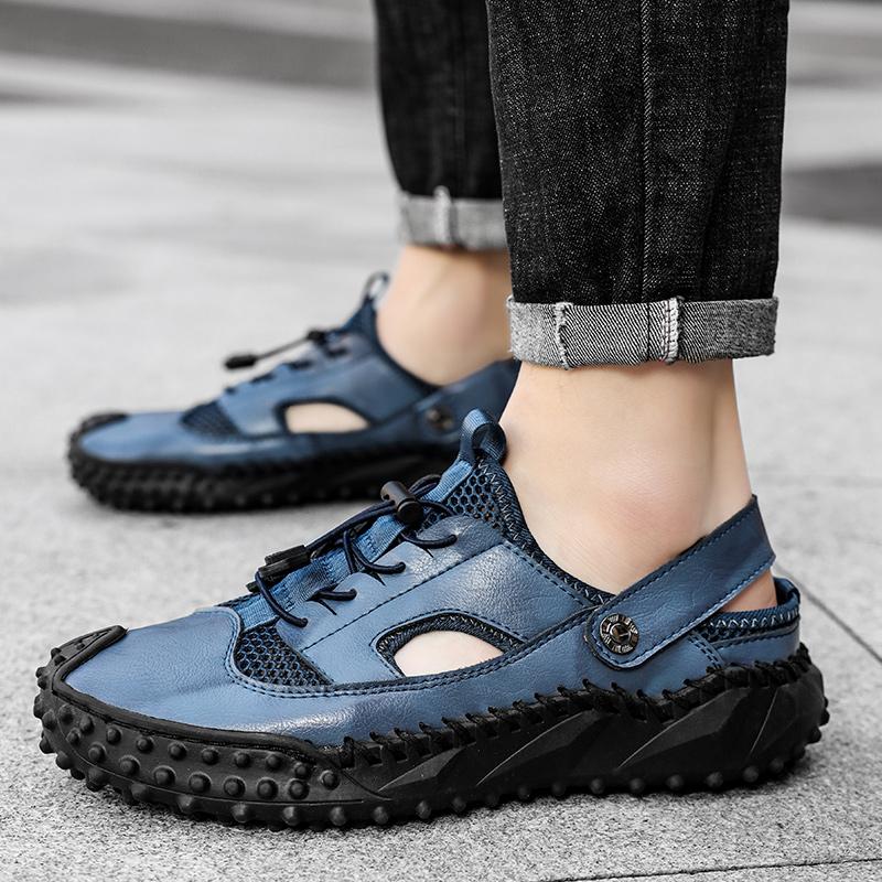 Модные летние мужские мокасины с вырезами из кожи — фото 6