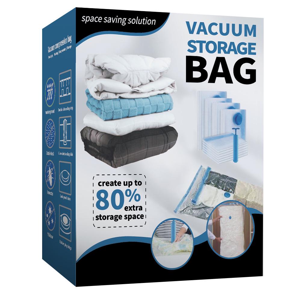 Transparent Blue Vacuum Compression Storage Bag for Clothes & Quilts with Air Pump
