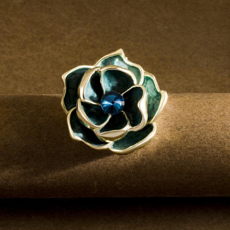 Elegant Retro Chinese Style Enamel Camellia Brooch Pin