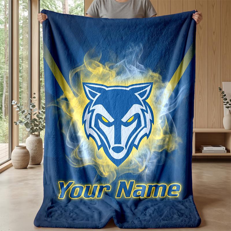Warrington Wolves Custom Flannel Throw Blanket Print Your Name Text Soft Warm Blanket Holiday Present
