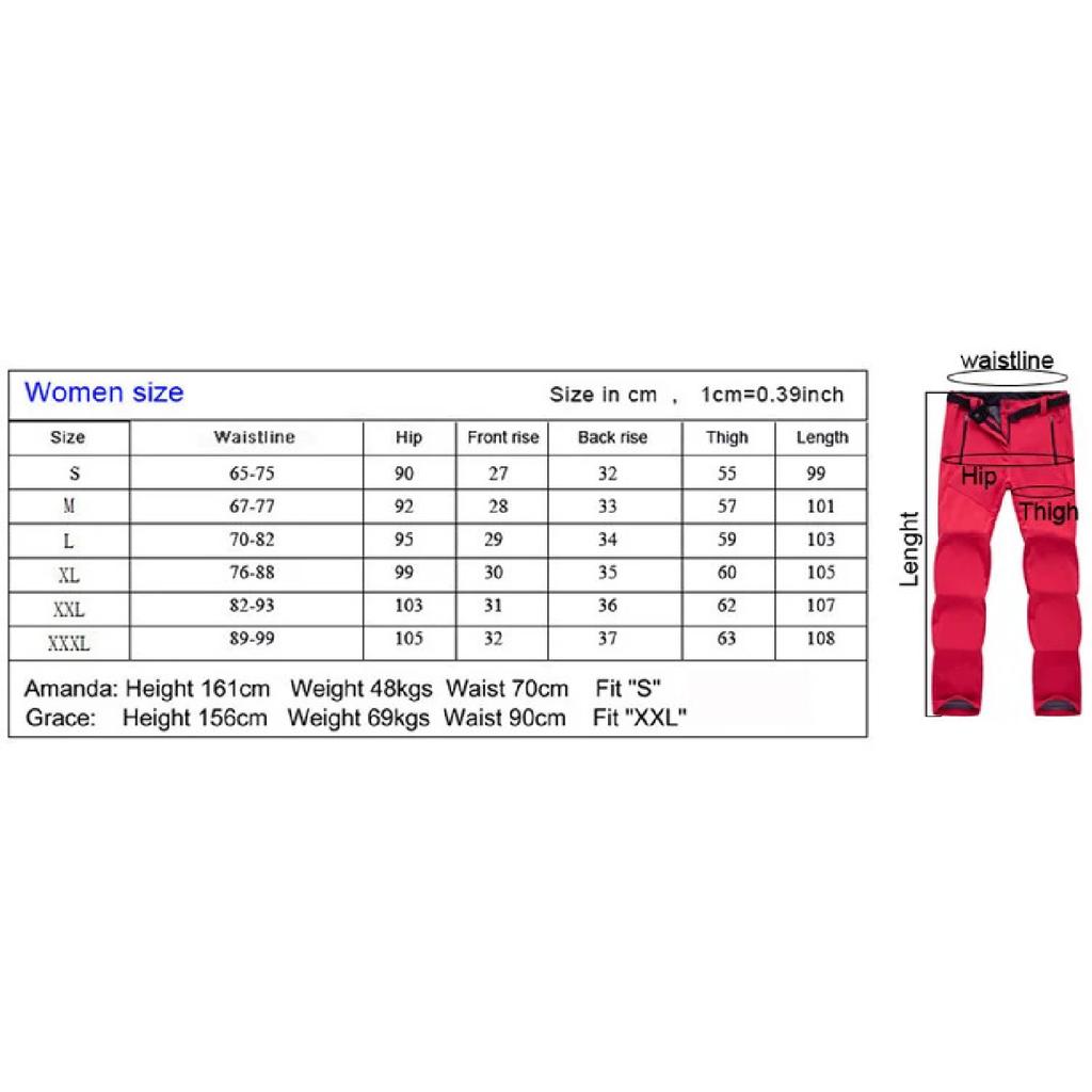 TRVLWEGO Pants Hiking Skiing Thermal Softshell Snowboard Camping Skating Waterproof Fleece for Women Outdoor Trekking Trousers