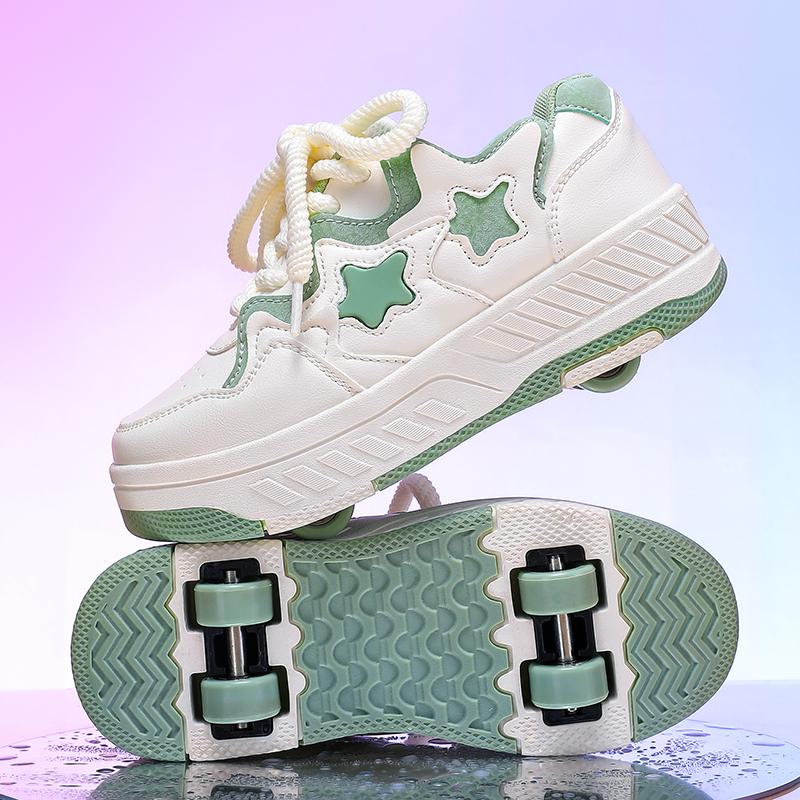 29-40 Kinder Vierrad-Sportstiefel Rollschuhlaufen Kann als flache Sportschuhe versteckt werden Schlittschuhe Sportschuhe, Damen Eislaufschuhe