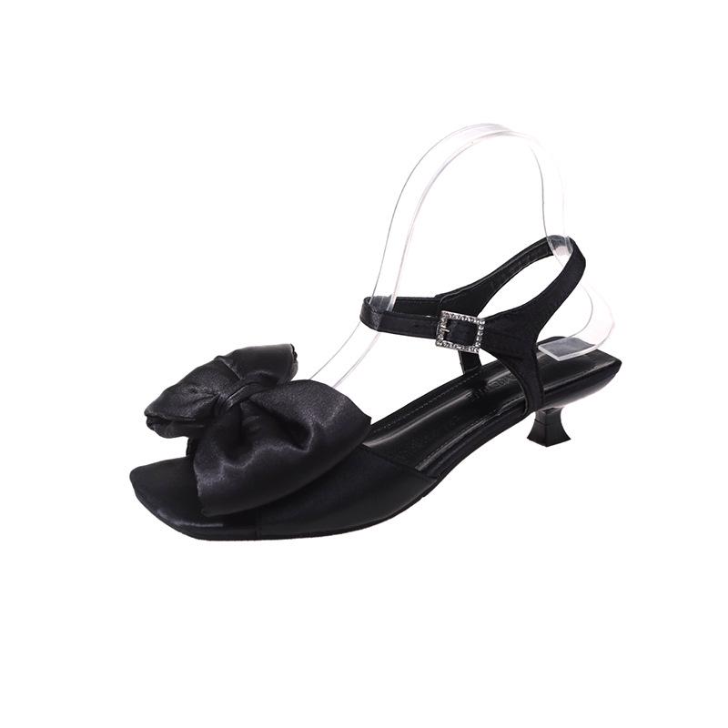 

Летняя мода 2023 года, сказочные босоножки на шпильке с ремешками-бантиками для женщин 39 чёрный