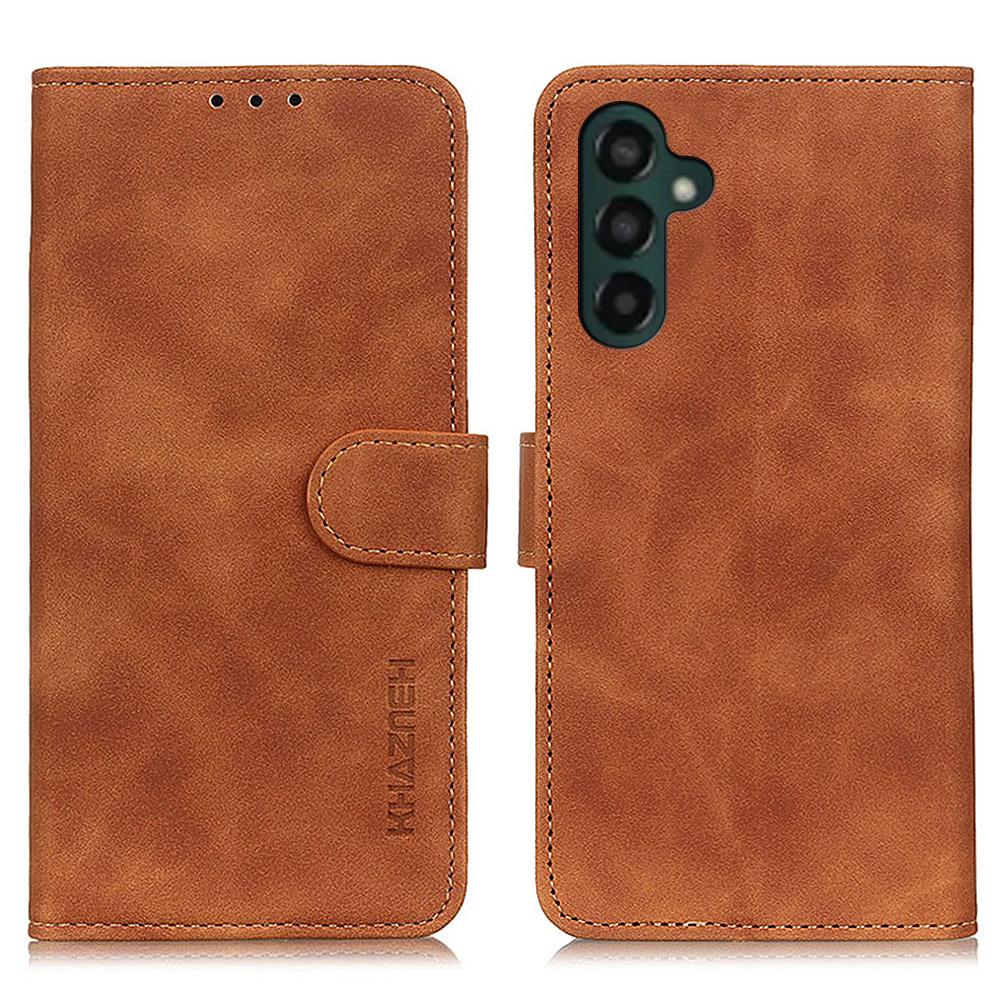 

KHAZNEH Retro Style Leather Case for Samsung Galaxy A55 5G Wallet Stand Folio Cover Brown