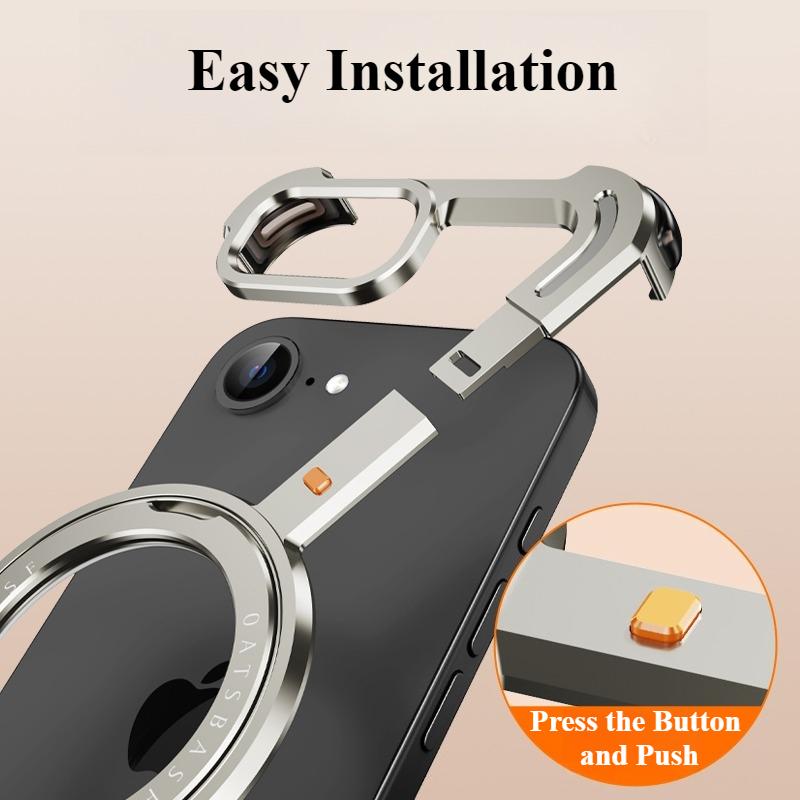 Custodia Oatsbasf Magsafe per iPhone 16 15 Pro/Pro Max/16 E Senza Bordi in Metallo con Supporto Rotante a 360° Copertura Protettiva Antiurto
