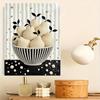 Unique 5D Framed Pearl Painting Kit with White Pear Fruit Bowl Pattern Sparkling Bead Art Canvas DIY Handmade Craft for Living Room Decor