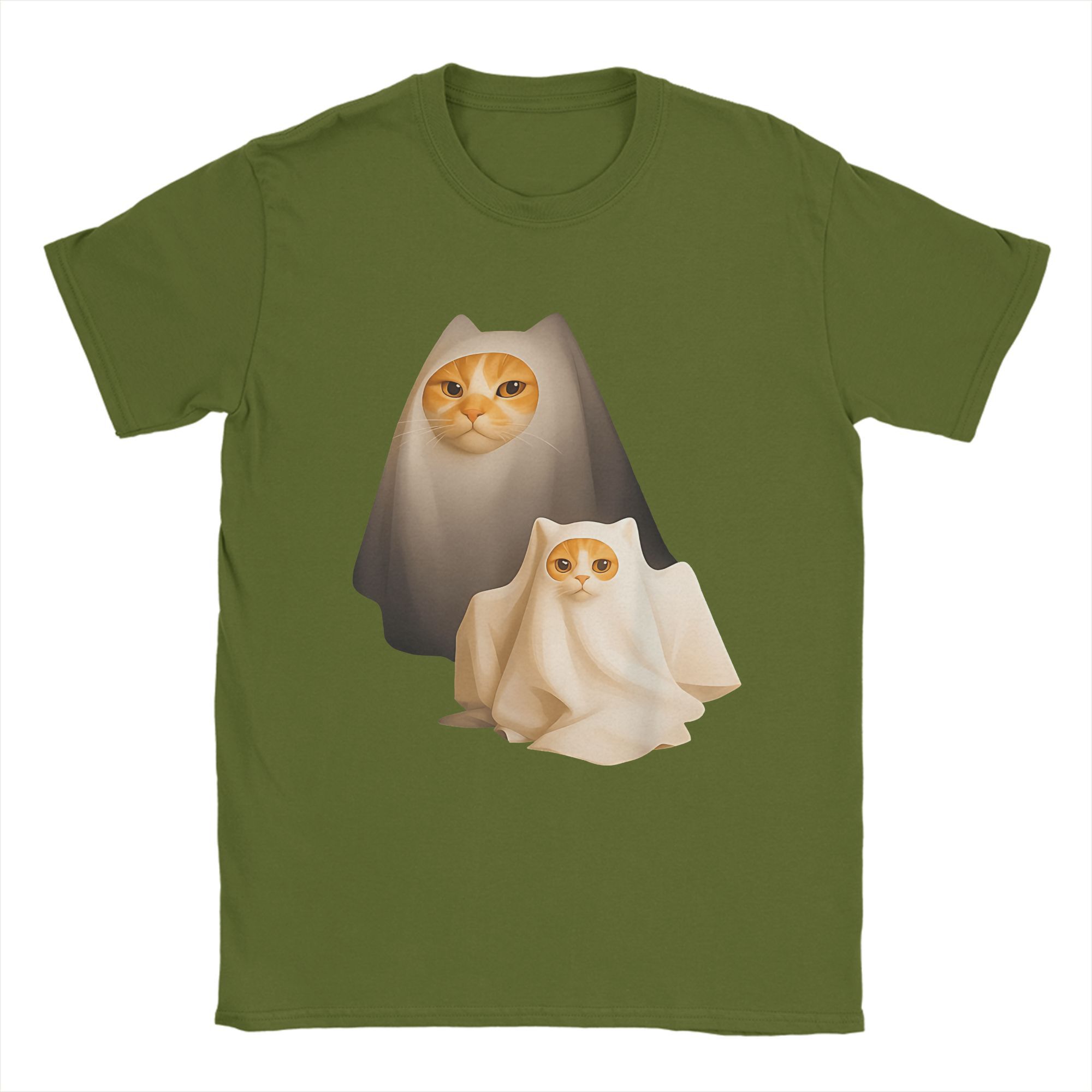 

Ghost Cat Meme Halloween Cotton T Shirt For Man Summer Streetwear T-Shirts O-Neck Novelty Tees Big Size Custom DIY Tops 3XL