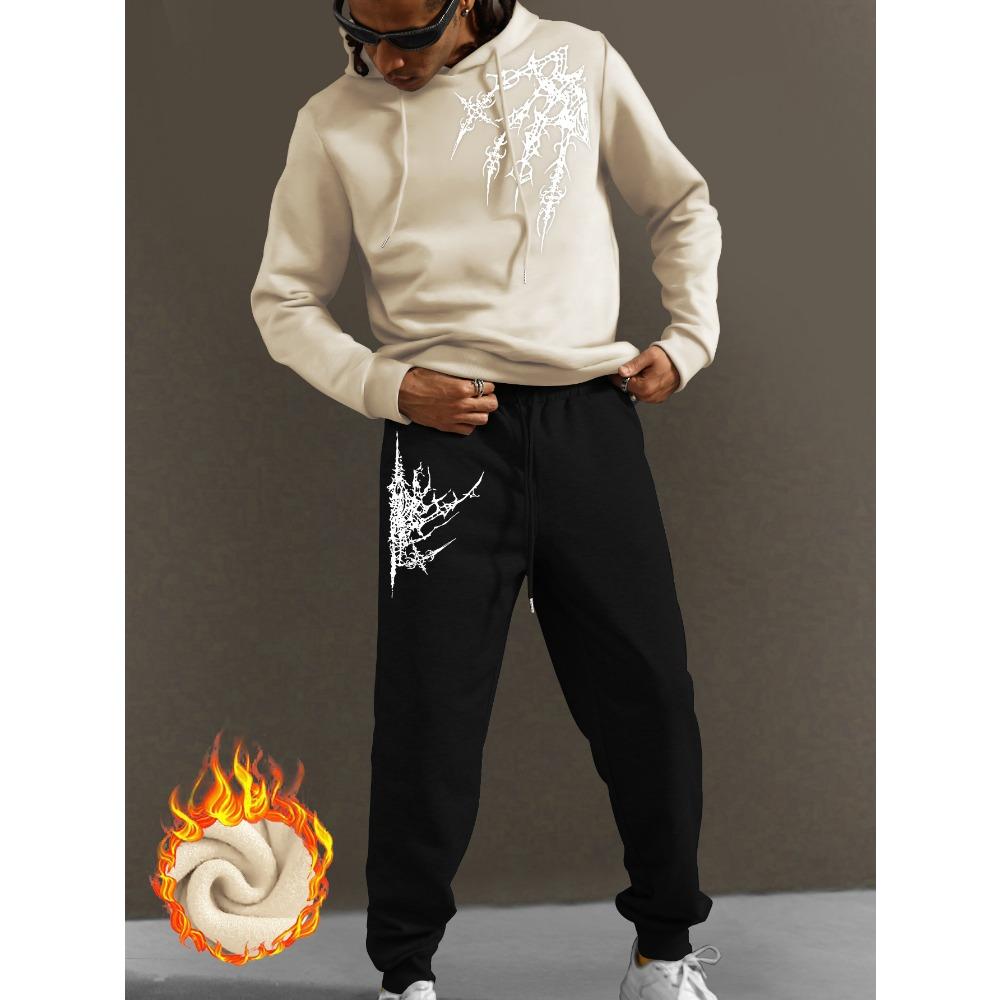 

Мужской модный спортивный костюм с капюшоном, повседневный комплект, стандартный крой, принт, с карманами XXXL