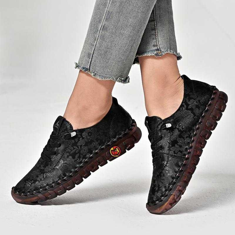 Damen Wanderschuhe Mokassins Fahrschuhe Komfort Flats Casual Plus Size Outdoor Handgefertigte Schuhe