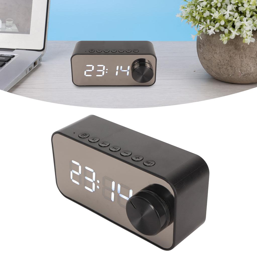 Wireless Speaker Multifunction Noise Cancelling Temperature Display Voice Broadcast FM Radio Mirror Alarm Clock