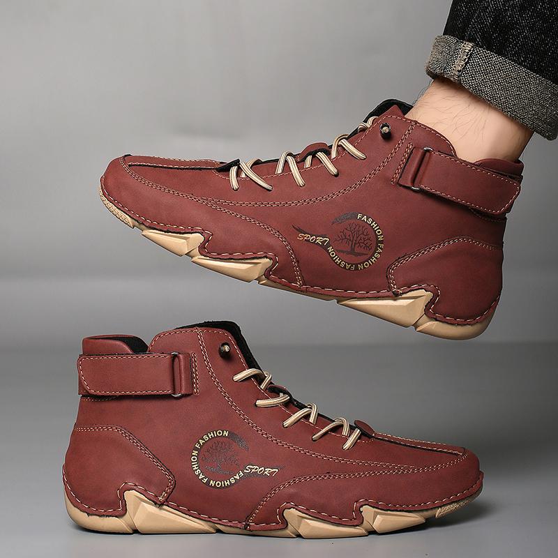 Autumn Winter Handmade Split Leather Boots Men Shoes Comfortable Ankle Boots For Men Casual Shoes Moccasins Men Boots