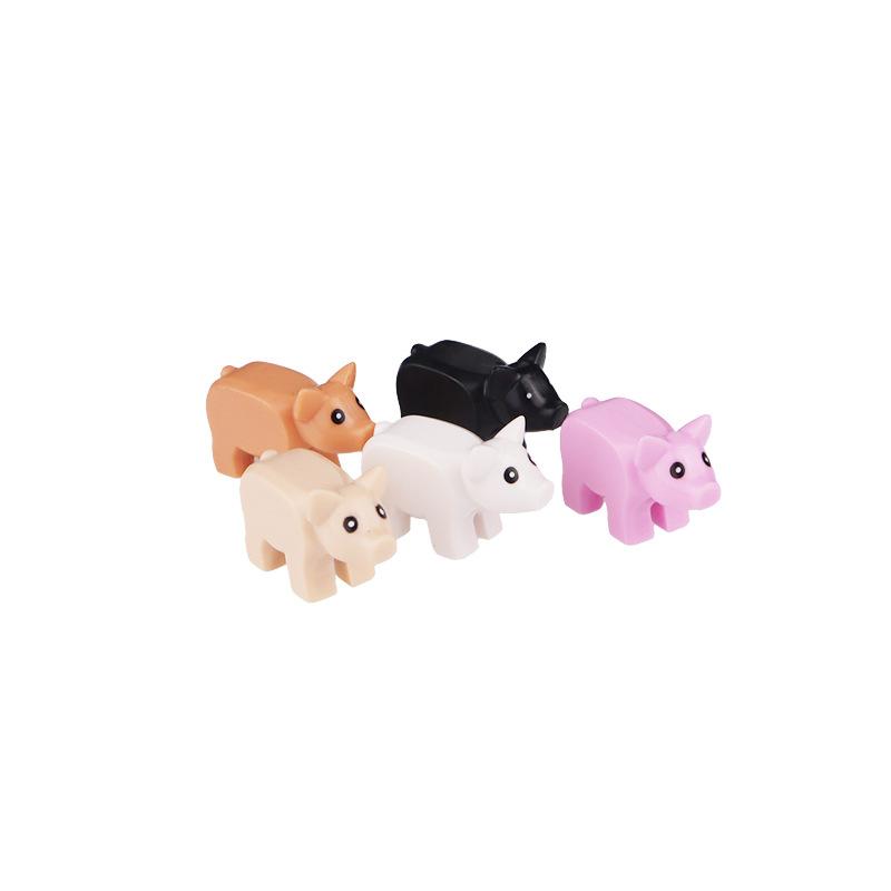 5 Stück/Set Tiere Niedliche Katze Schwein Schlange Figuren DIY Bausteine Spielzeug für Kinder Geschenke Spielzeug Buntes Tier 38801 13786 1410pb01