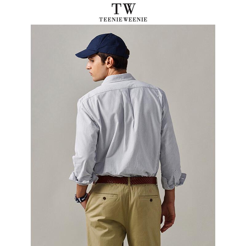 Teenie Weenie Men's American Casual Striped Oxford Long-Sleeve Shirt