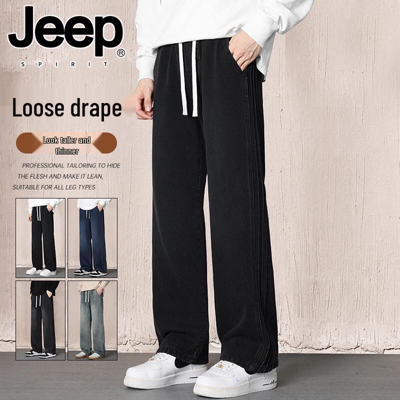 

JEEP SPIRIT Men s Retro Loose Fit Straight Leg Jeans S