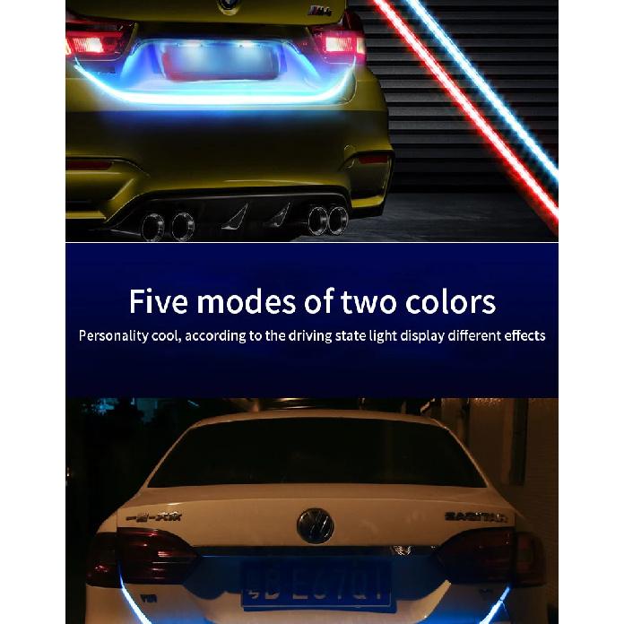 12V 120CM Auto Trunk Light LED Strip Running Brake Reverse Turn Signal Lamp 5050 RGB 72 SMD Waterproof Flowing Light Car Styling