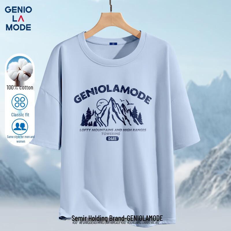 GENIOLAMODE Men s Cotton Printed Loose Fit T-Shirt L