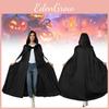 Stilvoller schwarzer Polyester-Halloween-Umhang für Unisex-Cosplay und Bühnenauftritte