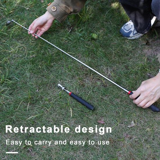 Telescoping Magnetic Pickup Tool with LED Light Non-Slip Stainless Steel Extendable Magnet Pickup with Plastic Handle for Bolts Metal