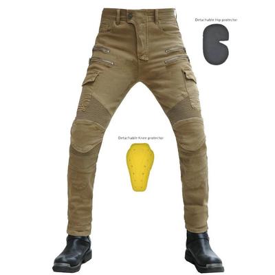 Herren-Motorrad-Jeanshose für alle Jahreszeiten mit Protektoren - Lässige, sturzsichere Hosen im Reißverschluss-Stil