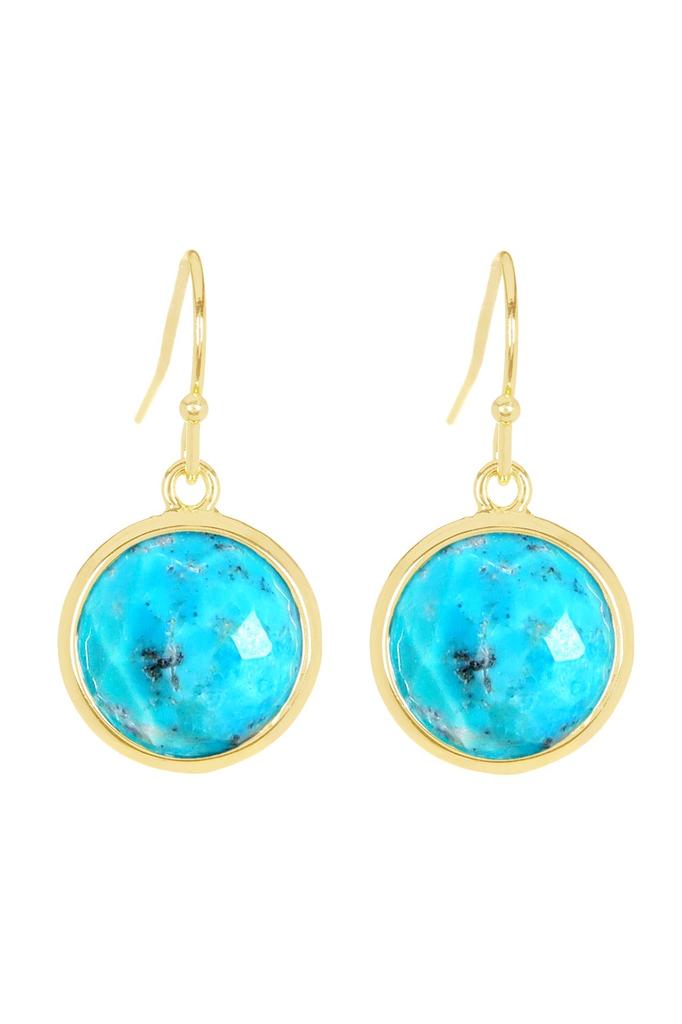 Natural Turquoise Gemstone Round Pendant Necklace Jewelry