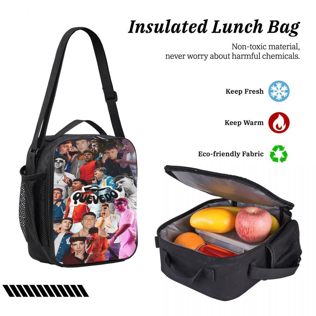 3Pcs Quevedo Singer Cool Rapper Backpack Set for Kids Pencil Boxes Bookbag Sets with Lunch Box For School Students Knapsack