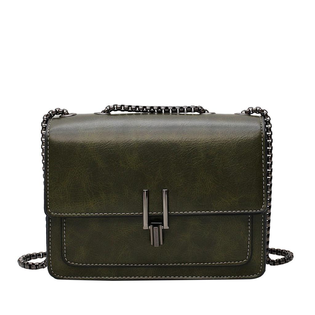 Popular British retro style Maillard color small square bag fashionable versatile temperament commuter chain messenger bag