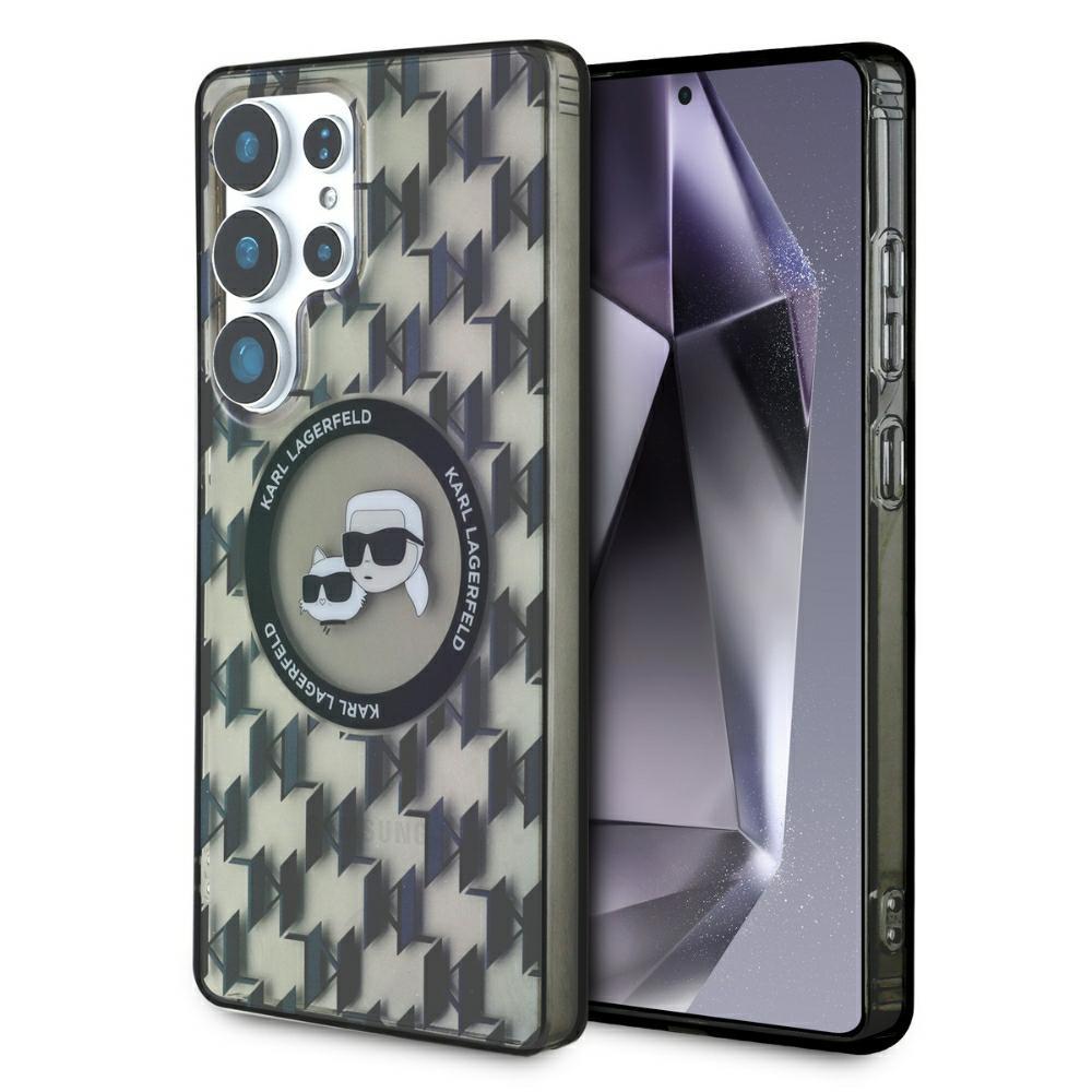 Karl Lagerfeld Button Case Karl & Choupette Heads On Kl Pattern Magsafe For Samsung Galaxy S25 Ultra Black