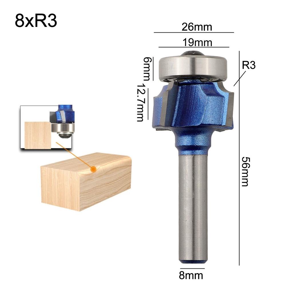 6/8MM1/4 Shank 4 Corner Router Bit R1 R2 R3 Trim Edging Woodworking Bit for Wood