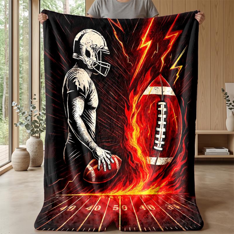 Flame and Water Soccer Theme blanket Lightweight Warm Flannel Blanket Decorative Throw Blanket for Home Decoration