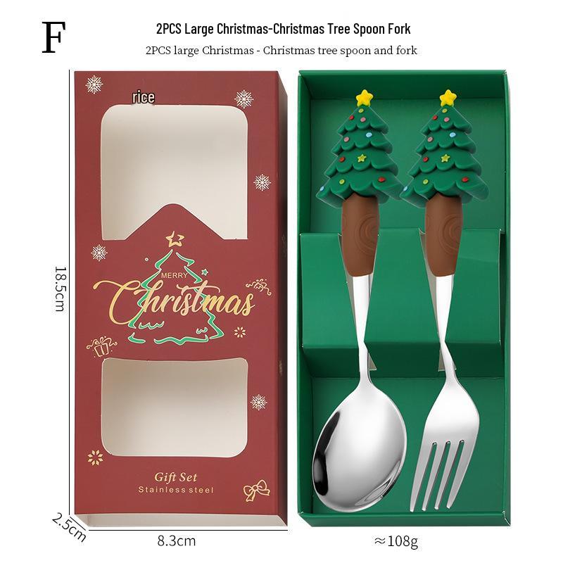 Creatieve Kerstman Koffielepel & Dessertvork Set - Roestvrijstalen Bestek voor Kerst