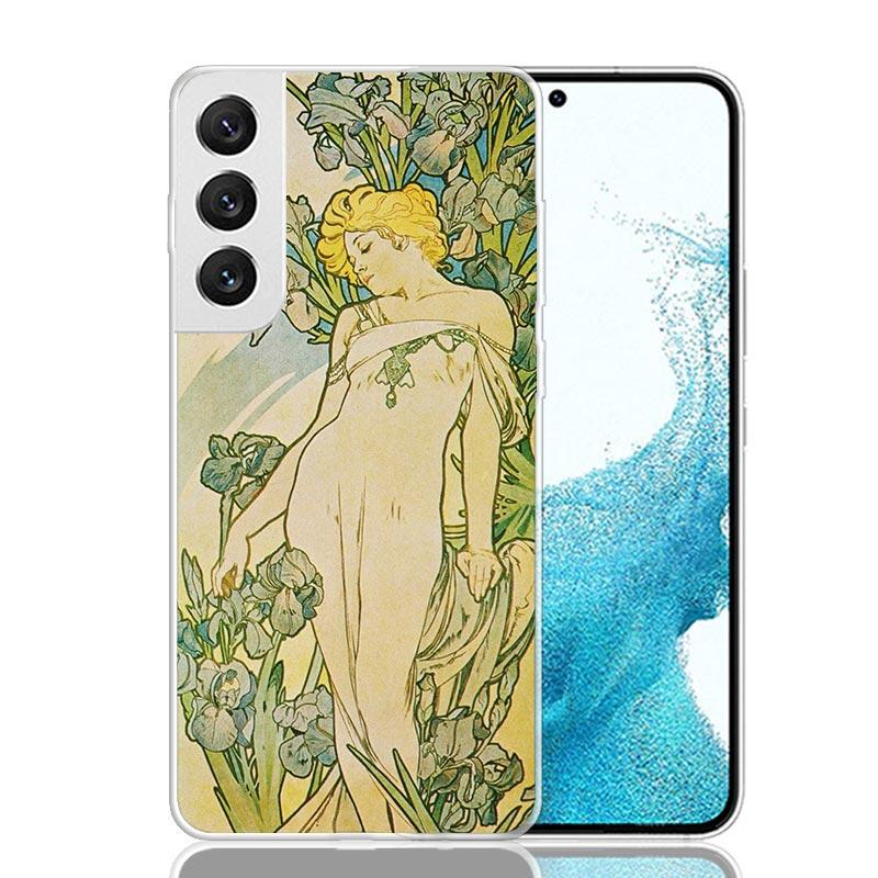Alfons Mucha Primavera Case Phone Cover for Samsung Galaxy S24 S25 Ultra S23 Plus S22 + S21 S20 FE S10 S25Plus Trend Fundas S24