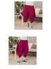 2018 Summer Men's Cotton Linen Casual Pants, Nine-Point Style, Plus Size, Low Drop Crotch