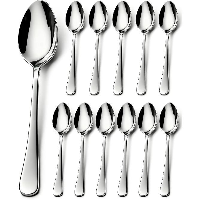 Demitasse Espresso Spoons,12pcs Mini Coffee Spoon 11cm/4.4 Inches,Tea spoons, Stainless Steel Small Spoon,mini spoons for Dessert,Tea