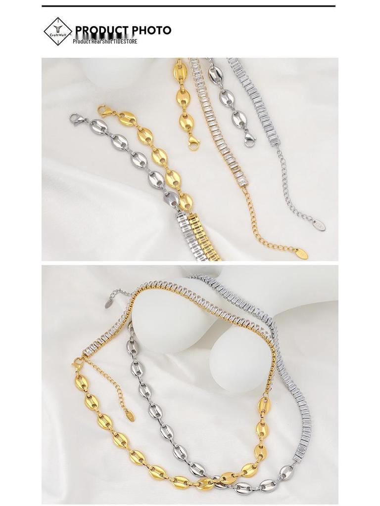 Titanium Steel Pig Nose Clavicle Chain with Zircon Diamonds - Women's High-End Niche Design Necklace