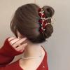Pearl Tassel Rhinestone Hairpins Red Metal Hairgrip Elegant Rose Hair Claw Clips  Hair Accessories
