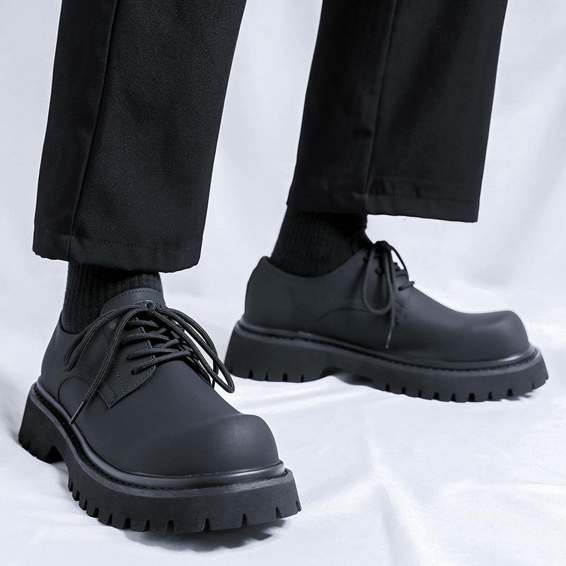 Gröna Herr Plattform Andas Små Läderskor Ny Modetrend Mångsidiga Japan Koreanska Business Casual Skor Kostym Herrskor